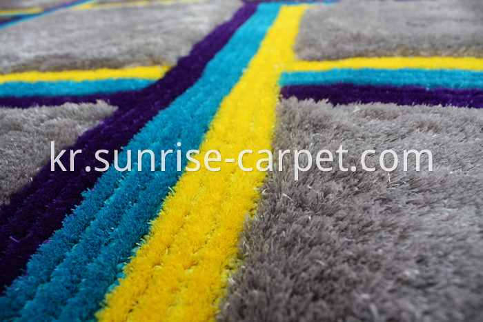 Silk 3D & 4D Shaggy Rug Grey Blue Yellow